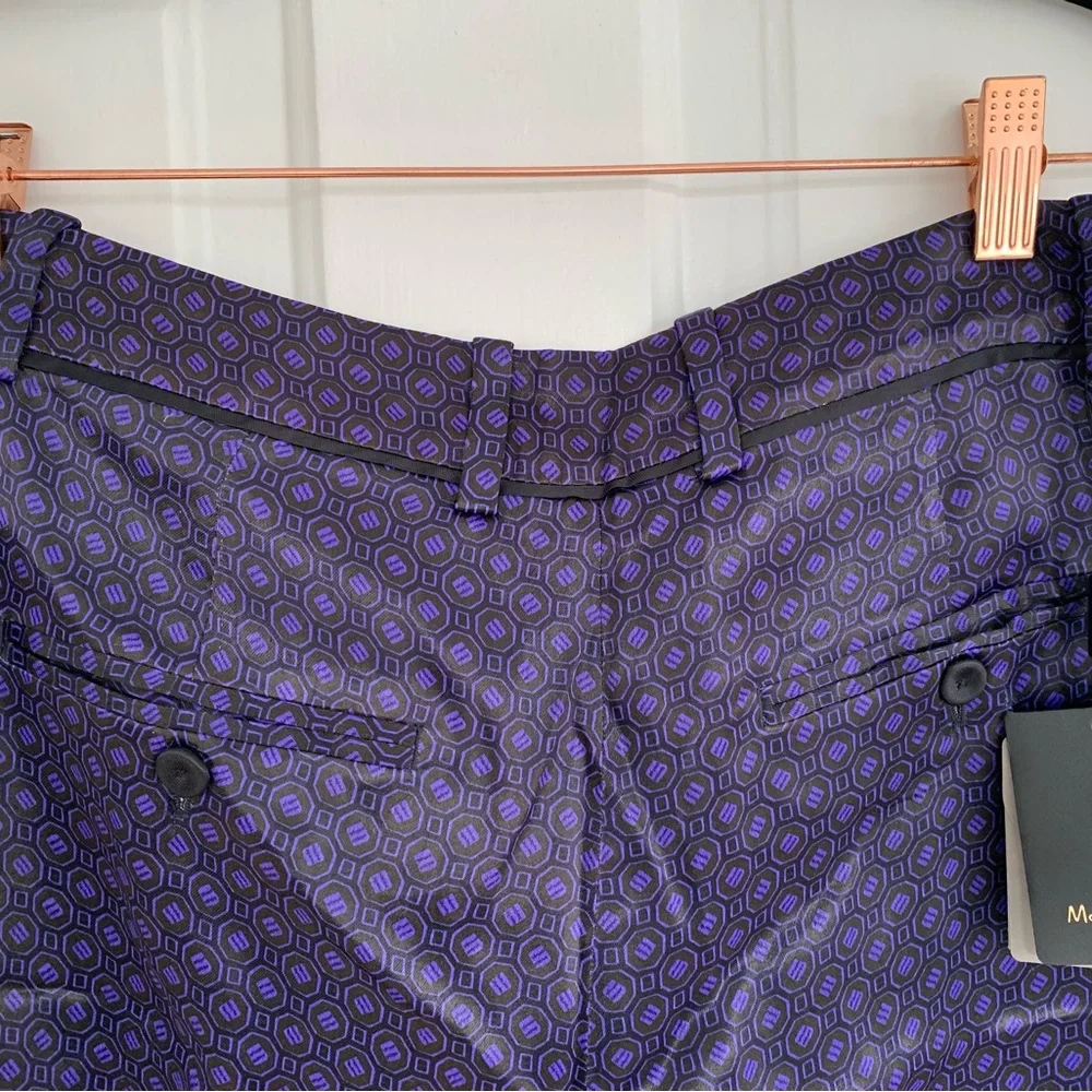 Massimo Dutti Purple Satin Trousers Geometric Pattern New Pants Size 6 - Picture 9 of 16